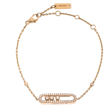 Pre Owned Messika Baby Move Diamond Pavé 18K Rose Gold Bracelet
