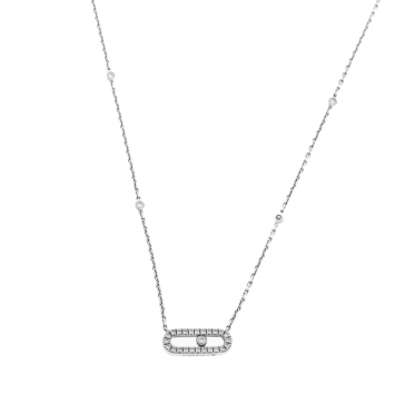 Pre Owned Messika Move Uno Pave Diamond 18K White Gold Necklace