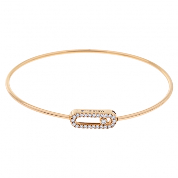 Pre Owned Messika Move Uno Diamond 18K Rose Gold Thin Bangle Bracelet S