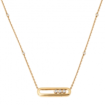 Pre Owned Messika Baby Move Diamond 18K Yellow Gold Pendant Necklace