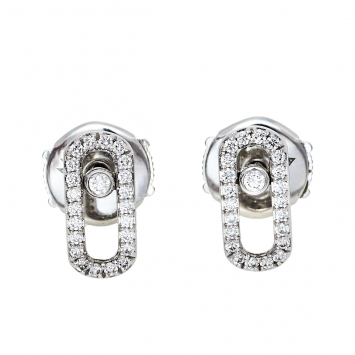 Pre Owned Messika Move Uno Diamond 18K White Gold Stud Earrings