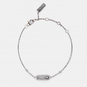 Pre Owned Messika Move Uno Pavé Diamonds 18k White Gold Bracelet