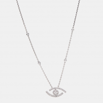 Pre Owned Messika Lucky Eye Pave Diamond 18k White Gold Necklace