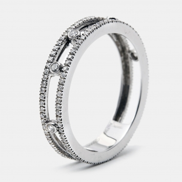 Pre Owned Messika Move Romane Diamond 18k White Gold Wedding Ring Size 59
