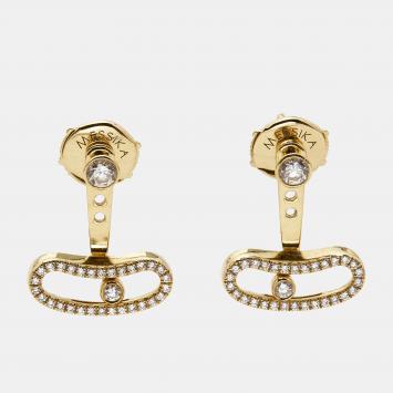 Pre Owned Messika Move Uno Diamond 18k Yellow Gold Earrings