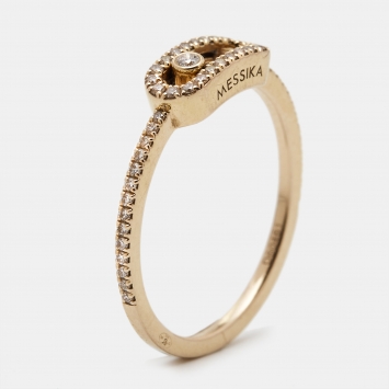 Pre Owned Messika Move Uno Diamond 18k Rose Gold Ring Size 51