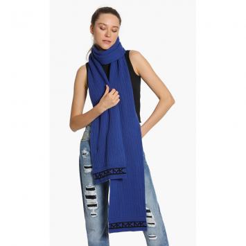 Pre Owned Michael Kors Blue Twilight Trim Scarf