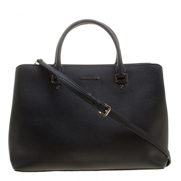 Pre Owned Michael Kors Black Leather XL Savannah Satchel