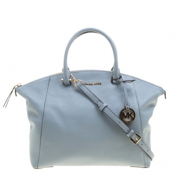 Pre Owned Michael Kors Dusty Blue Leather Large Riley Satchel