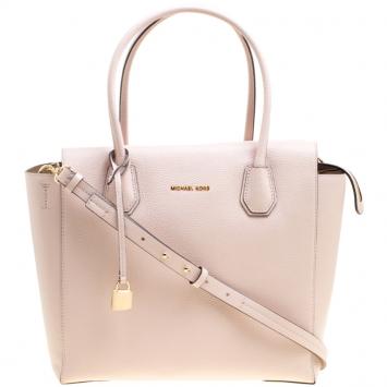 Pre Owned Michael Kors Soft Pink Leather Large Mercer Satchel