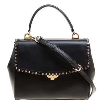 Pre Owned Michael Kors Black Leather Medium Ava Top Handle Satchel