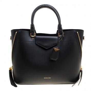 Pre Owned Michael Kors Black Leather Medium Blakely Tote
