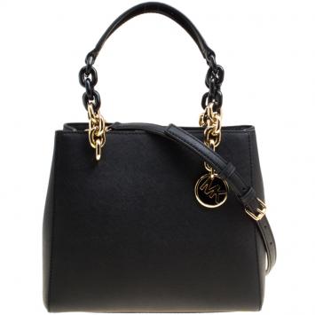 Pre Owned Michael Kors Black Leather Cynthia Satchel