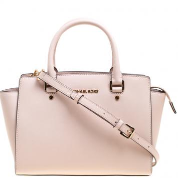 Pre Owned Michael Kors Blush Pink Leather Medium Selma Top Handle Satchel