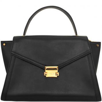 Pre Owned Michael Kors Black Leather Large Whitney Satchel Bag
