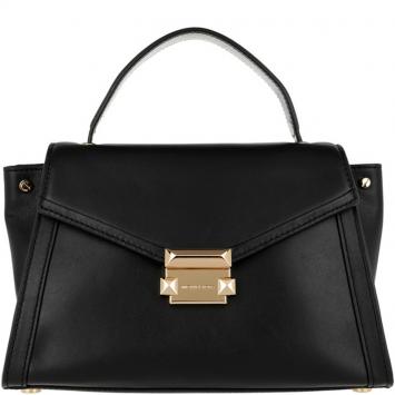 Pre Owned Michael Kors Black Leather Medium Whitney Satchel Bag