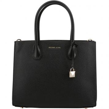 Pre Owned Michael Kors Black Pebbled Leather Large Mercer Accordion Tote