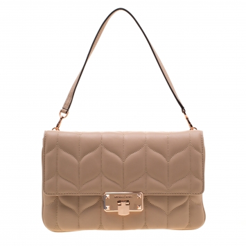 Pre Owned Michael Kors Beige Leather Large Peyton Clutch