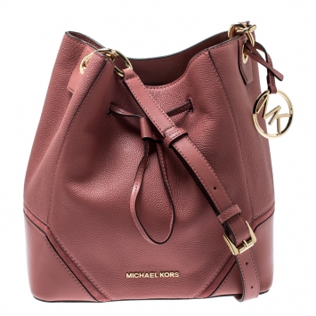 Pre Owned Michael Kors Pink Leather Nicole Bucket Bag