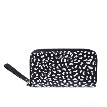 Pre Owned Michael Kors Leopard Print Leather Smartphone Wristlet