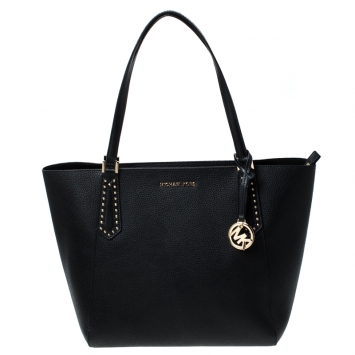 Pre Owned MICHAEL Michael Kors Black Leather Kimberly Bonded Tote