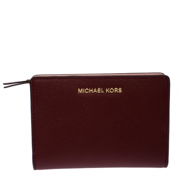  مملوكة مسبقًا Michael Kors Maroon Leather Bifold Wallet
