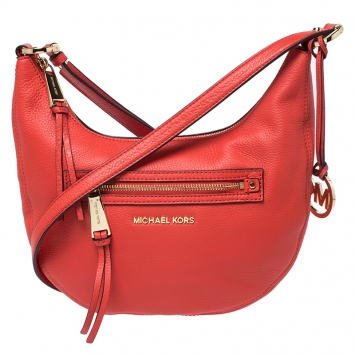 Pre Owned Michael Kors Orange Leather Croossbody Bag 