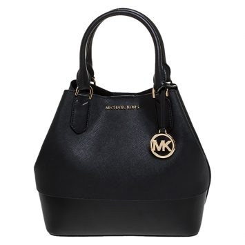 Pre Owned Michael Kors Black Leather Trista Tote