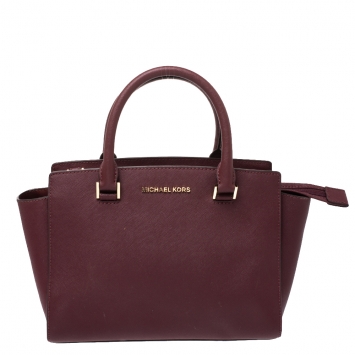 Pre Owned Michael Michael Kors Burgundy Leather Medium Selma Satchel