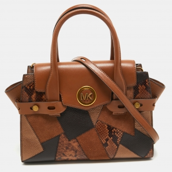 مملوكة مسبقًا Michael Kors Brown Leather Patchwork Carmen Belted Satchel