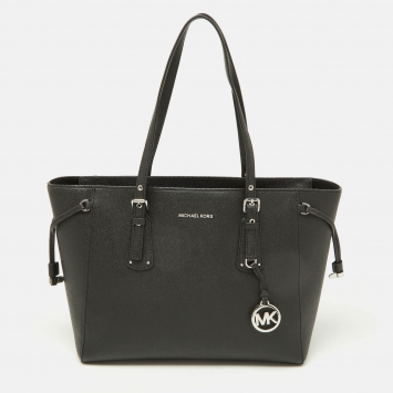 Pre Owned Michael Kors Black Leather Voyager Tote 