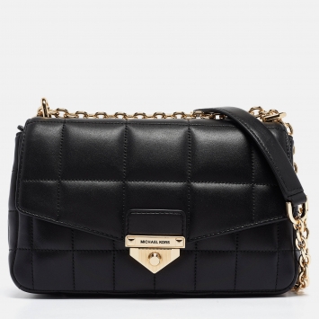 Pre Owned Michael Kors Black Quilted Leather Large Soho Chain Shoulder Bag