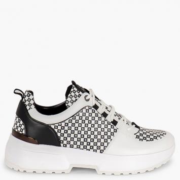 Pre Owned Michael Kors White Leather Cosmo Trainer Sneakers Size EU 38.5