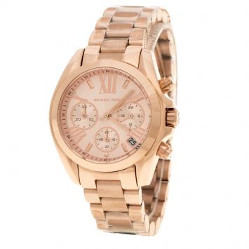 Pre Owned Michael Kors Rose Gold Plated Steel Bradshaw Chronograph MK5799 Women's Wristwatch 37 mm