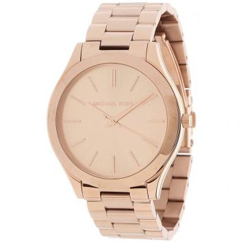 Pre Owned Michael Kors Rose Gold Plated Steel Runway MK3197 Women's Wristwatch 42MM