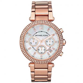 Pre Owned Michael Kors MOP Rose Gold Plated Steel Parker MK5491 Women's Wristwatch 39MM