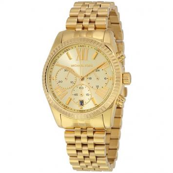 Pre Owned Michael Kors Yellow Gold Plated Steel Lexington MK5556 Women's Wristwatch 38MM