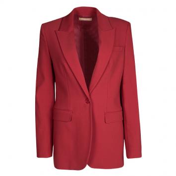 Pre Owned Michael Kors Crimson Red Wool Tailored Single Button Blazer S