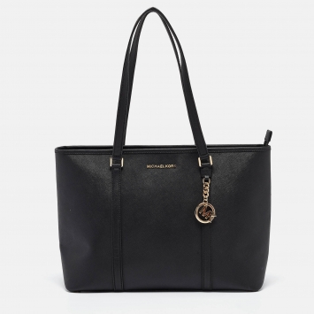 Pre Owned Michael Kors Black Leather Large Sady Shopper Tote