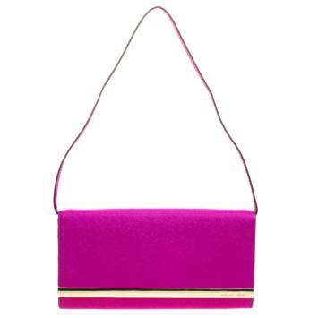 Pre Owned Michael Kors Pink Leather Lana Clutch