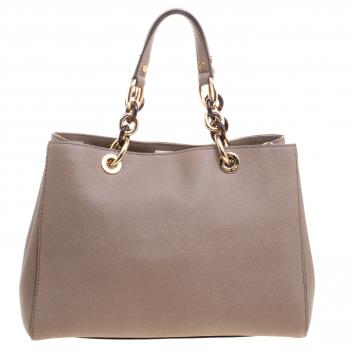 Pre Owned Michael Kors Beige Leather Tote 