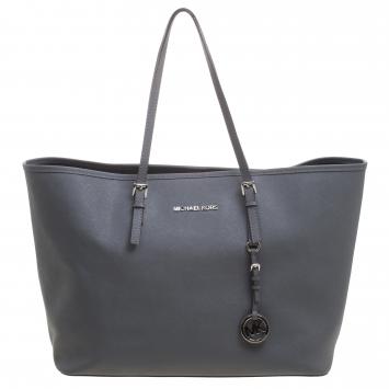 Pre Owned Michael Kors Grey Leather Jetset Tote