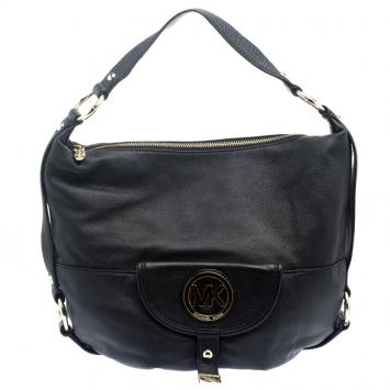 Pre Owned Michael Kors Black Leather Fulton Hobo