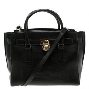 Pre Owned Michael Kors Black Leather Hamilton Satchel
