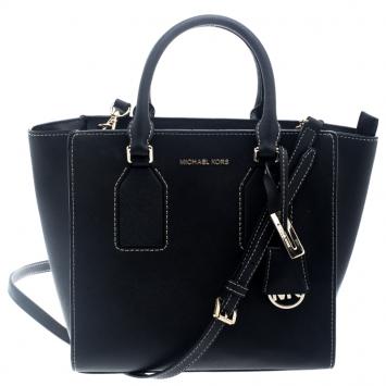 Pre Owned Michael Kors Black Leather Convertible Tote