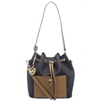 Pre Owned Michael Kors Brown Coated Canvas Medium Greenwich Bucket Bag