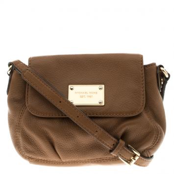 Pre Owned Michael Kors Brown Leather Crossbody Bag