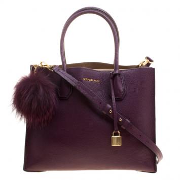 Pre Owned Michael Kors Burgundy Leather Mercer Tote