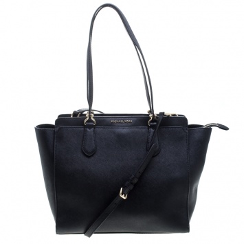 Pre Owned Michael Kors Black Leather Dee Dee Convertible Tote