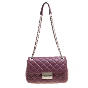 Pre Owned Michael Kors Burgundy Quilted Leather Sloan Shoulder Bag